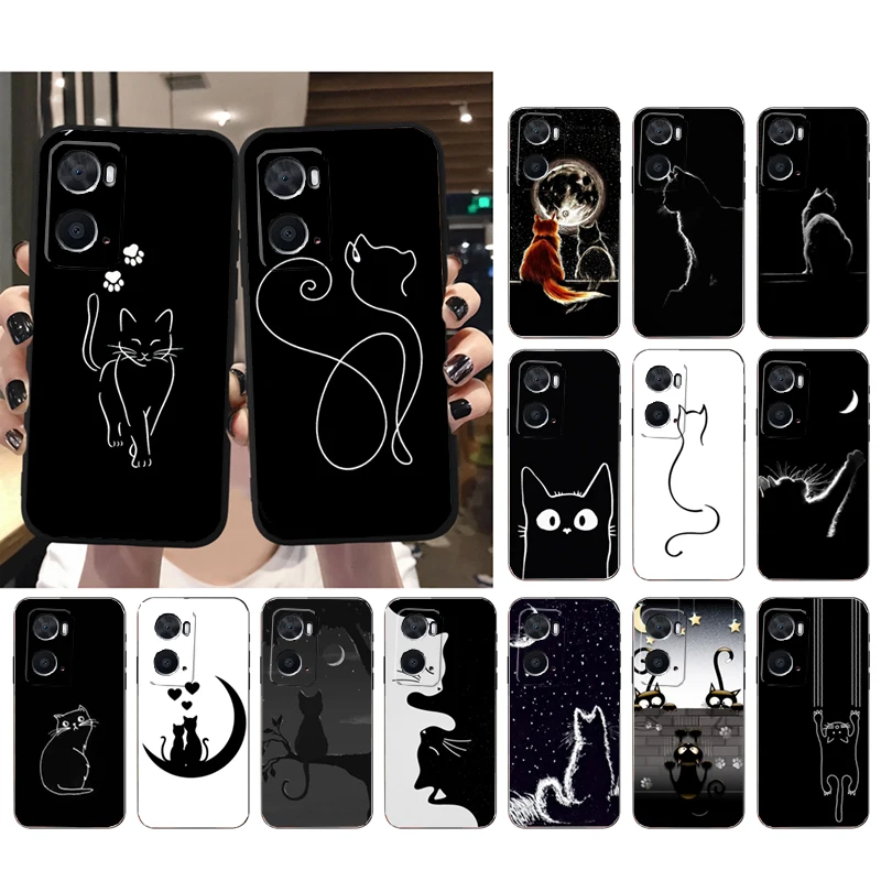 

Black Cat Phone Case for OPPO A77 A57 A57S A78 A96 A91 A54 A74 A94 A73 A52 A53A53S A15 A16 A17 Funda