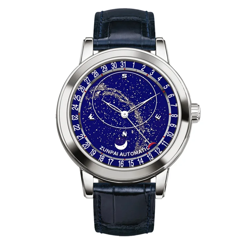 

Новинка 2022, водонепроницаемые мужские наручные часы с ремешком из цепей, автоматические механические модные вращающиеся часы с гиpsophila и ци...