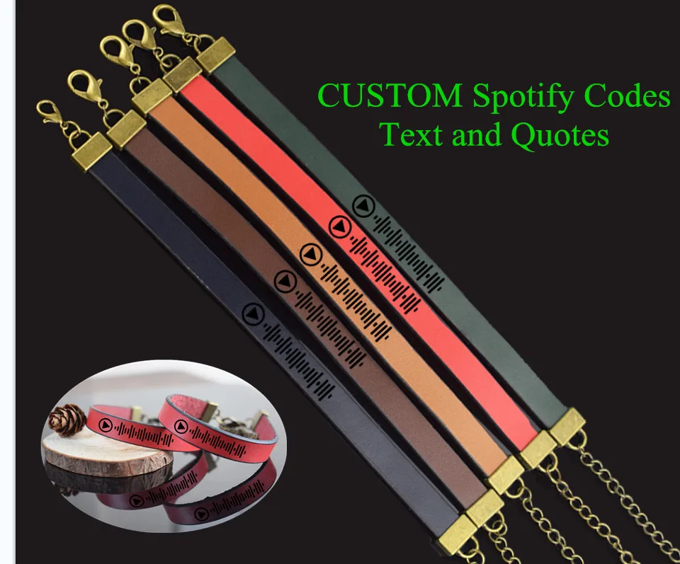 

Custom Engraved Music Code Bracelet Personalized Gift Customize Song Code Wrap Leather Bracelet for Women Men