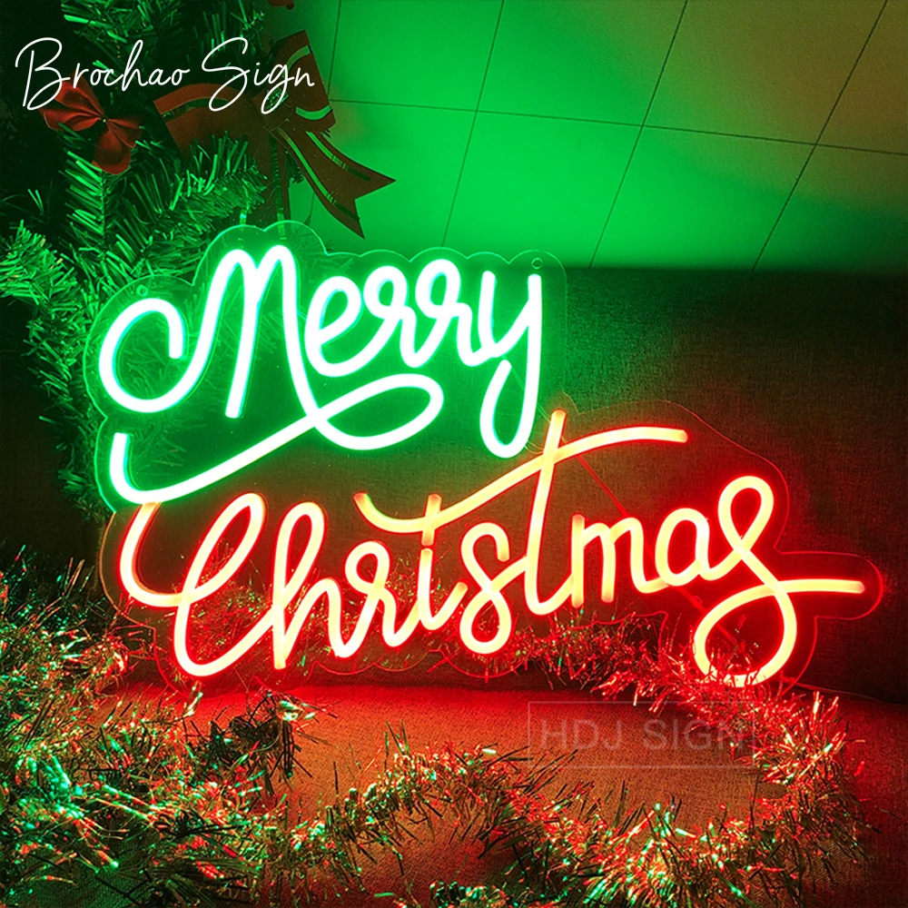 Merry Christmas Neon Sign Neon Lights Christmas Decoration 2023 2022 For Xmas House Home Room Shop Store Bar Party Wall Decor