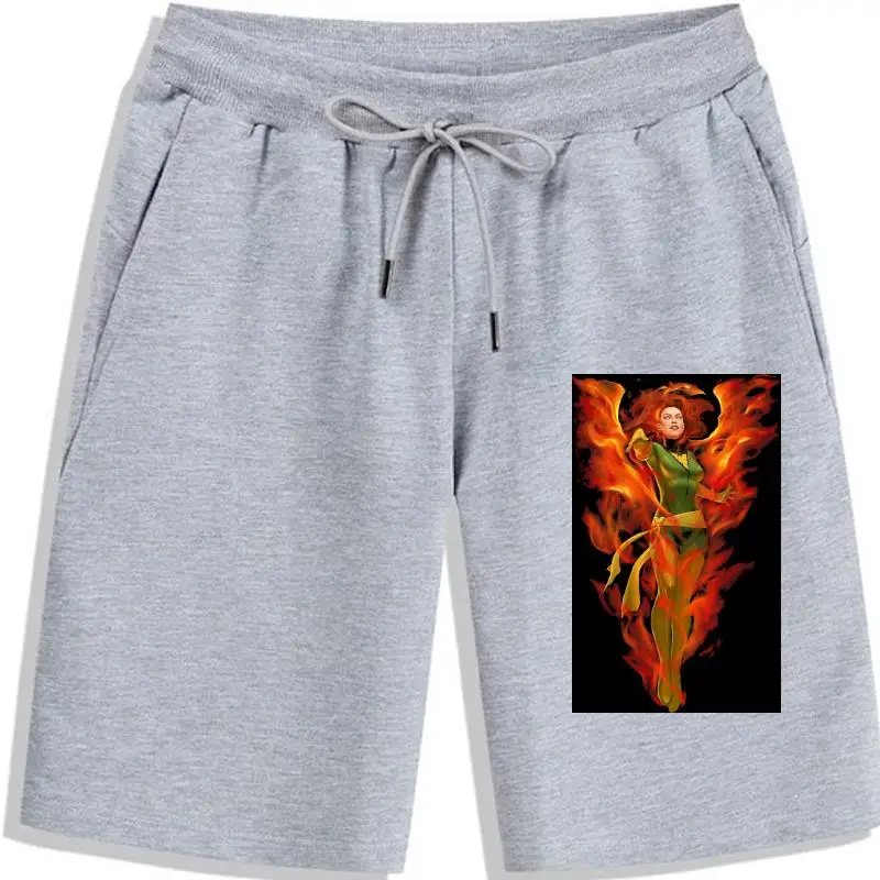 

Шорты мужские джинсовые темно-серые с Фениксом, мужские короткие штаны в стиле Xmen Comics, из чистого хлопка, лето