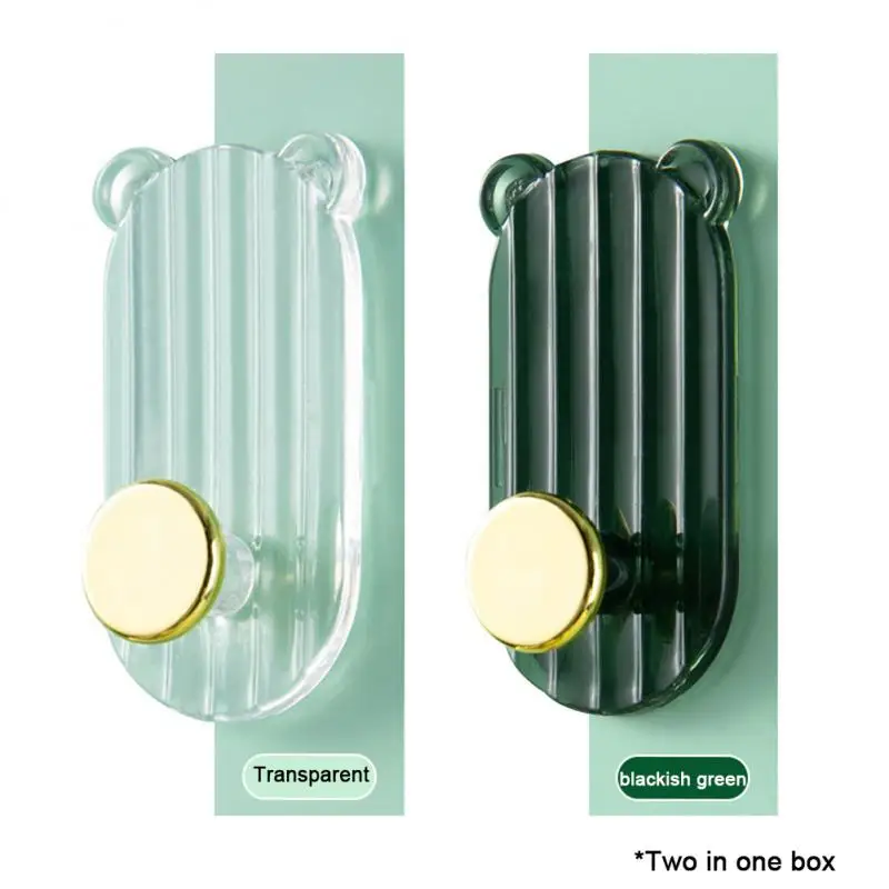 

2pcs Traceless Hook Clothes Hanger Plastic Key Holder Bathroom Accessories Punch Free Universal Hooks Organizer Self Adhesive