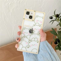 luxury smile bear square cartoon transparent protection case for iphone 13 12 11 pro max xs max xr x case cute cover phone case