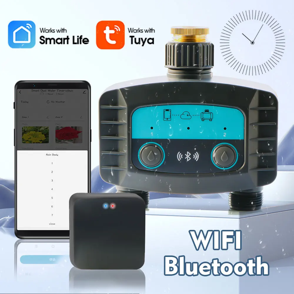 RBCFHI садовый таймер воды двусторонний умный Wi-Fi/Bluetooth совместимый с беспроводным