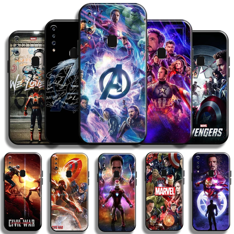 

Marvel Avengers Logo For Samsung Galaxy A60 Phone Case Full Protection TPU Carcasa Back Liquid Silicon Cases Shell Black Coque