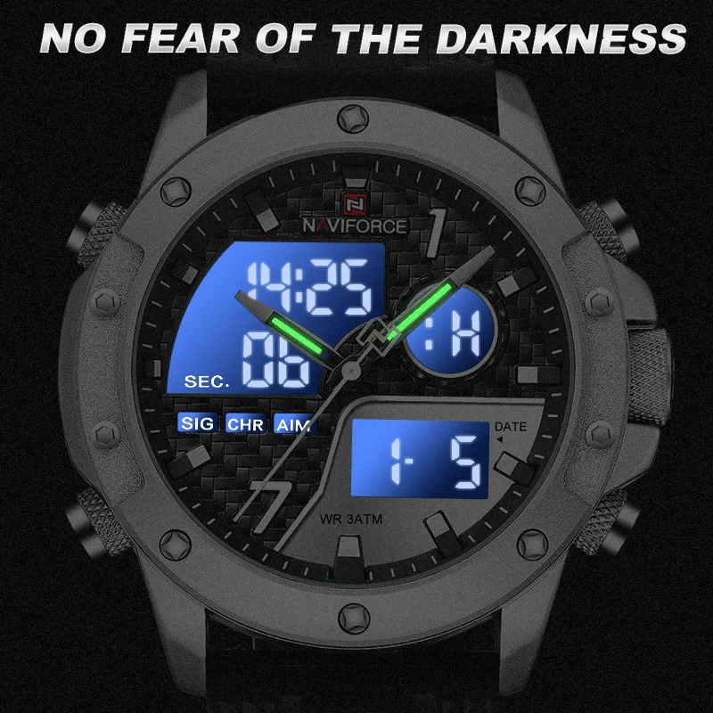 Часы наручные NAVIFORCE Мужские кварцевые роскошные брендовые светящиеся модные