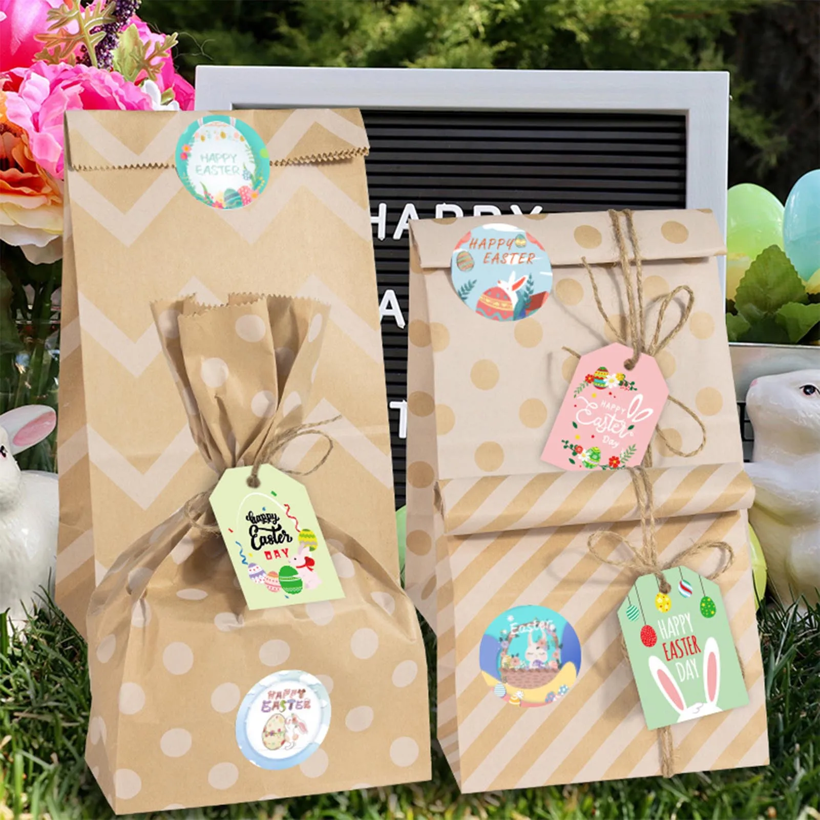 

Пасхальный Подарочный пакет «сделай сам», зайчик, яйцо, фотообои с пасхальными знаками и наклейками, подарочная упаковка, винтажный пакет и...