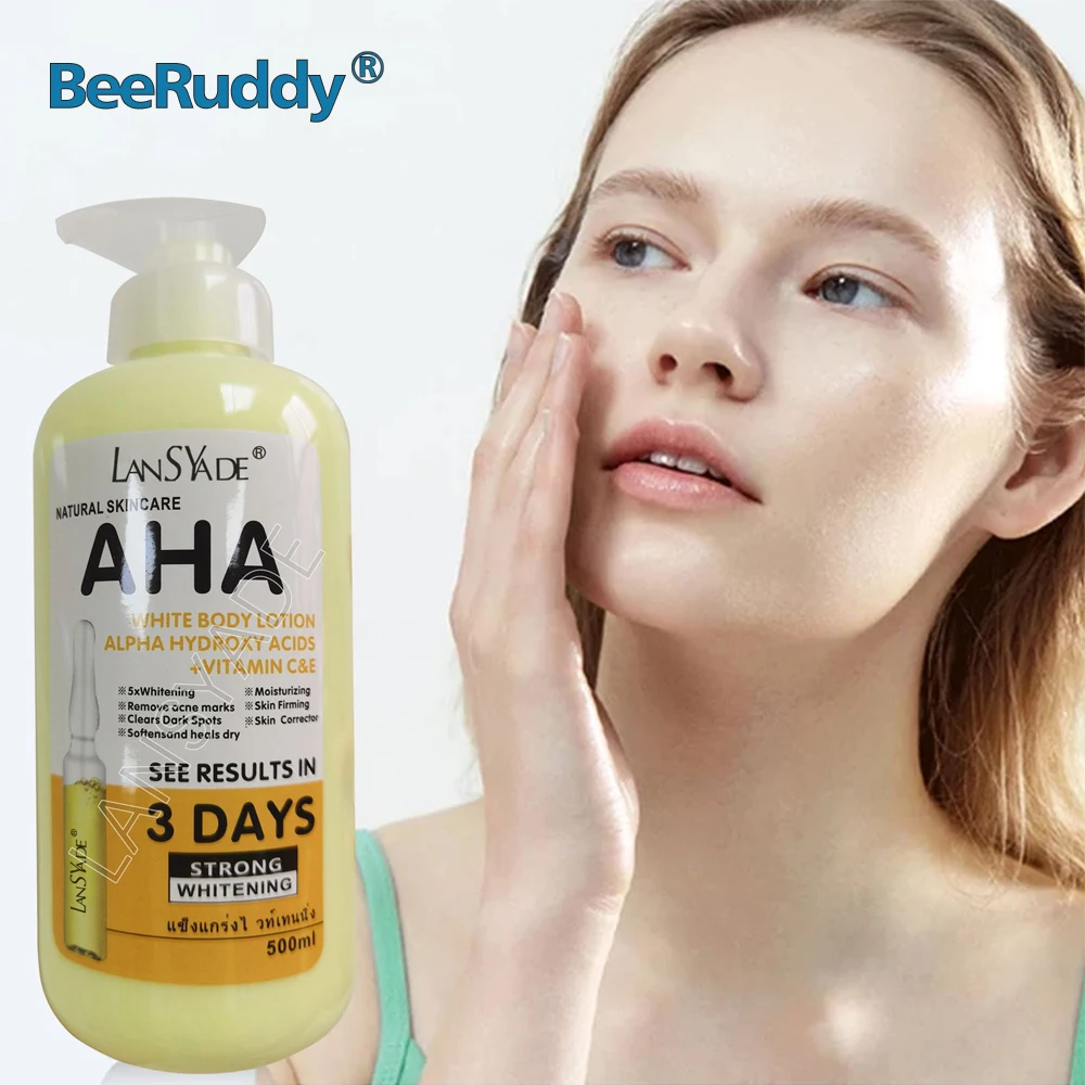 

500ml AHA Whitening Body Cream Anti-Aging Hydroxy Acids Vitamin C Vitamin E Moisturizing Lightening Body Lotion Butter Skin Care