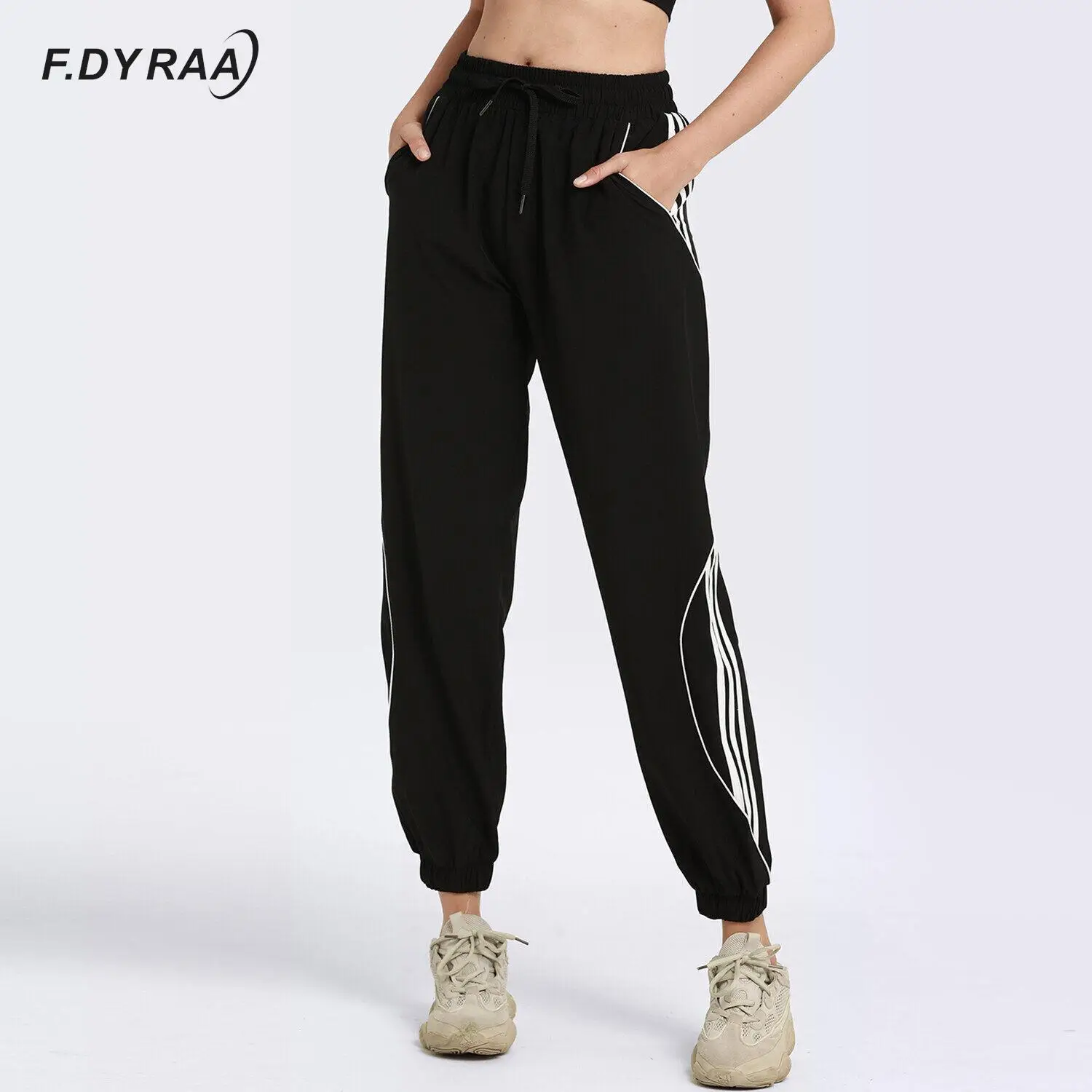 Jogging Sweatpants Women Fitness Running Training Gym Yoga Trousers Elastic Band Waist/Foot Loose Casual Sports Pants Sportswear