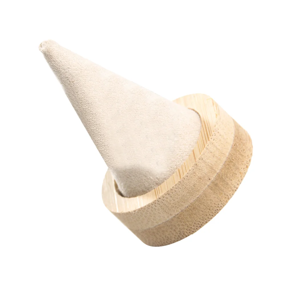 

1pc Ring Display Stand Round Base Cone Ring Holder Jewelry Display Rack (Beige)