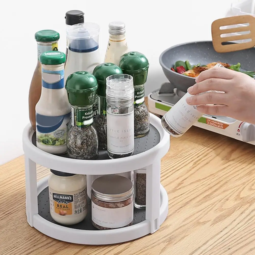 

Attractive Kitchen Turntable Versatile Durable Rotating Spice Tray Shelf Storage Rack Storage Stand