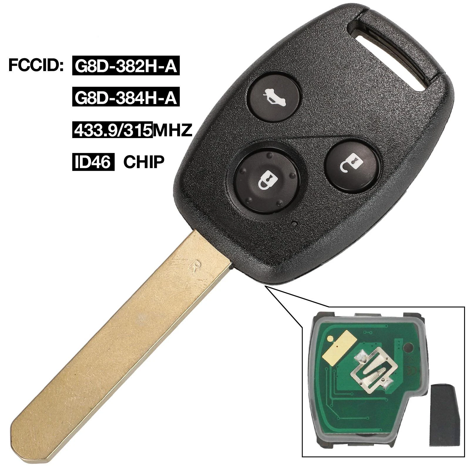 

Jingyuqin 10X Φ 384H-A дистанционный ключ, подходит для Honda Accord Element G8D-382H-A City Odyssey Civic Car Auto 433/315Mhz