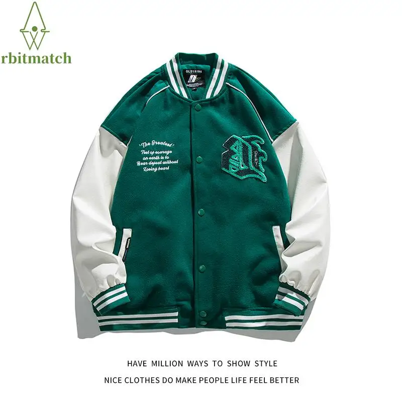 

Зимняя куртка Letterman с вышивкой, мужская куртка для студенческого стадиона, Весенняя Мужская куртка, унисекс, Женская бейсбольная куртка-бом...