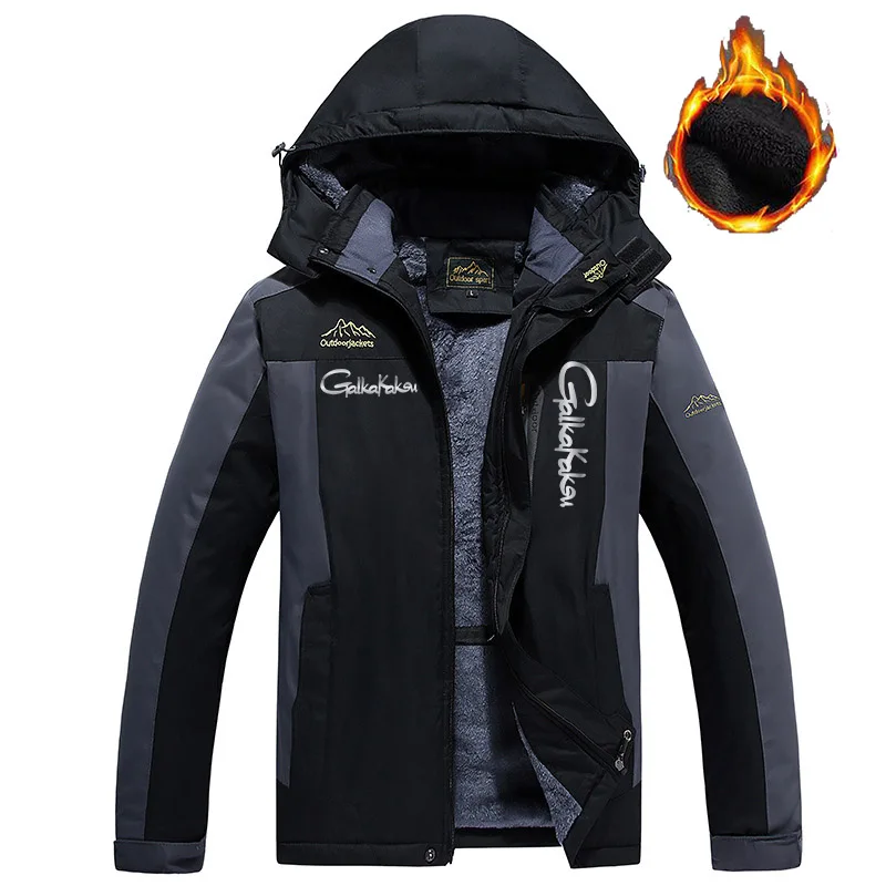 

Large Size L-9XL Fishing Men's Jacket Plus Velvet Thick Outdoor Sport Windproof Waterproof Cold-proof Cotton Coat Brand Jacket