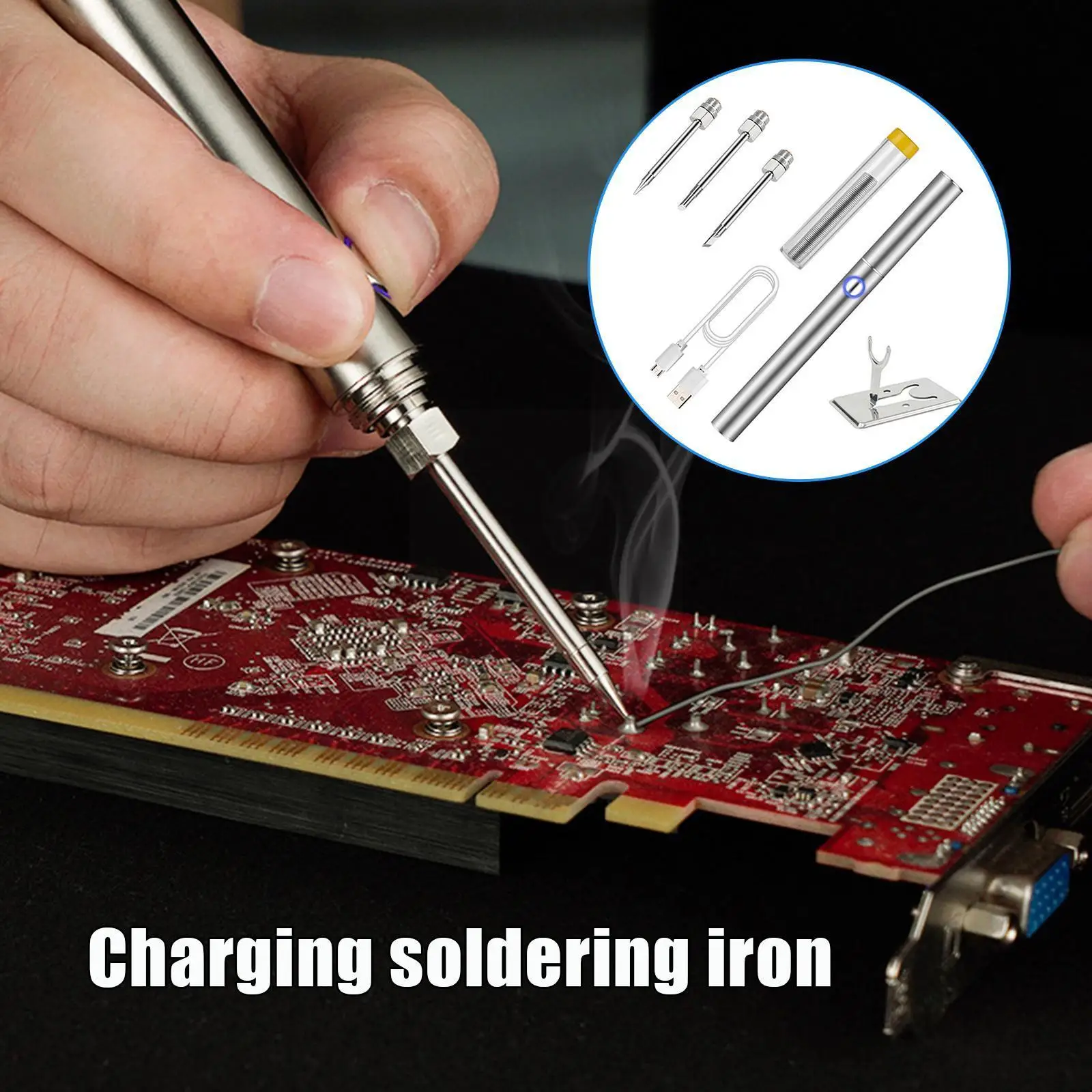 

5v 15w Wireless Charging Soldering Iron Usb Fast Rechargeable Iron Microelectronics Tool Welding 380°C Portable Repair Sold T4I7