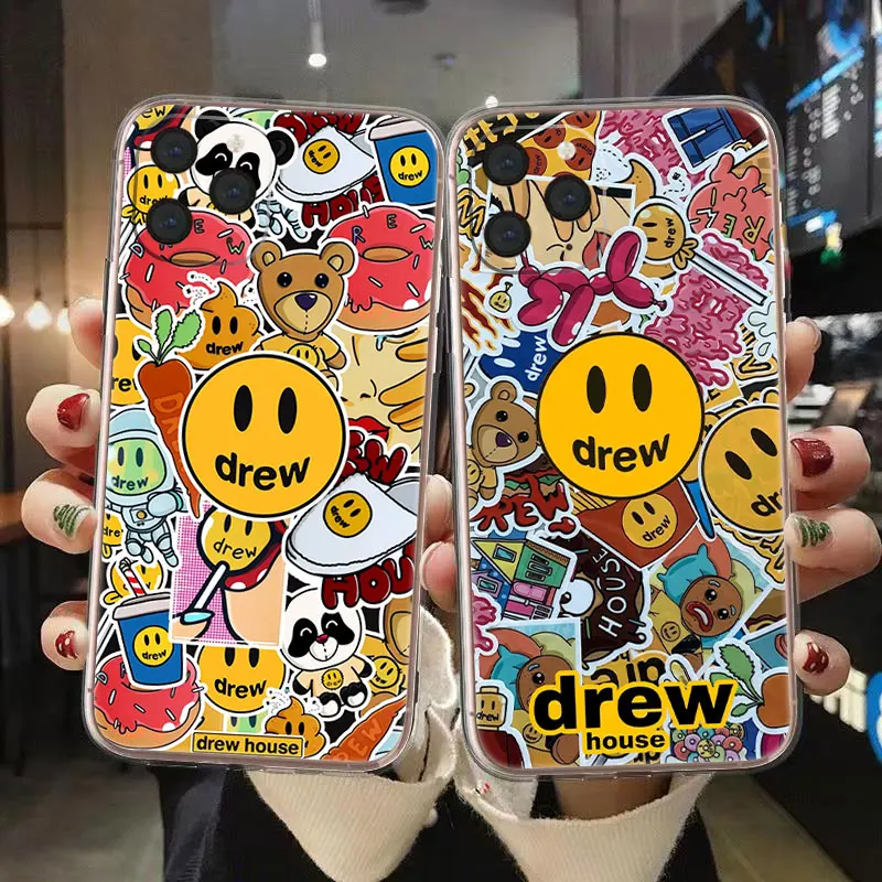 

Luxury brand Justin Bieber drew house Phone Case For iPhone 13 X XR XS MAX 7 8 Plus Black Soft TPU Cover For iPhon 12 11 Pro Max