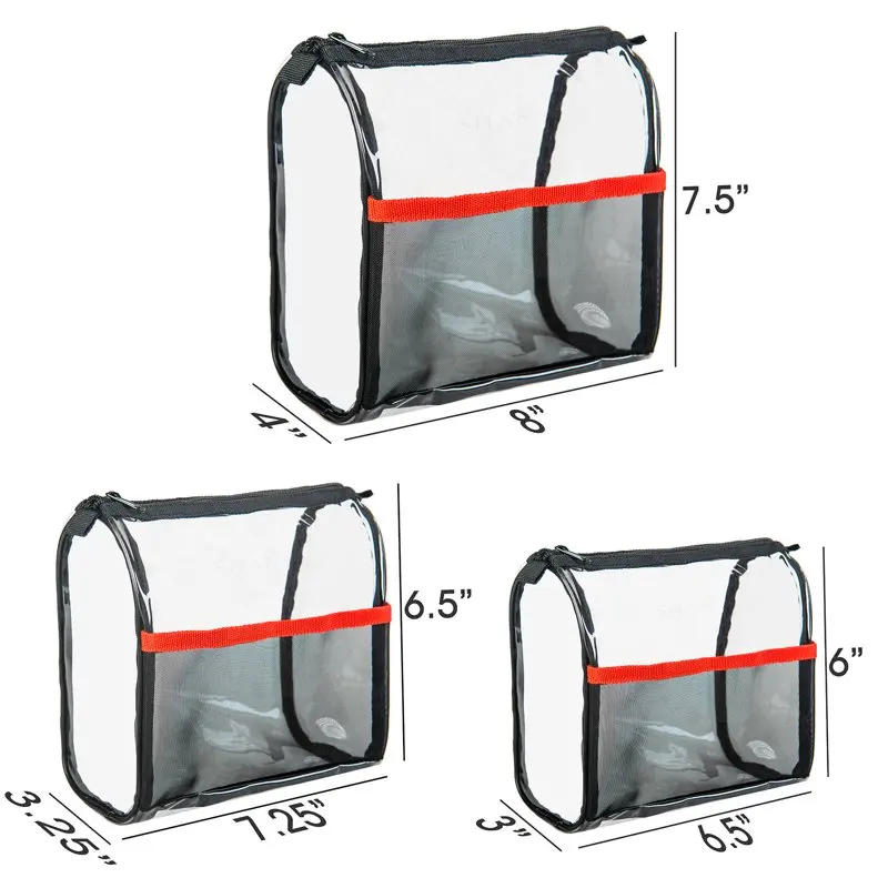 Travel Makeup Bags - Clear Cosmetics Bags - 3 Assorted sizes - Weekend Adventure Trio