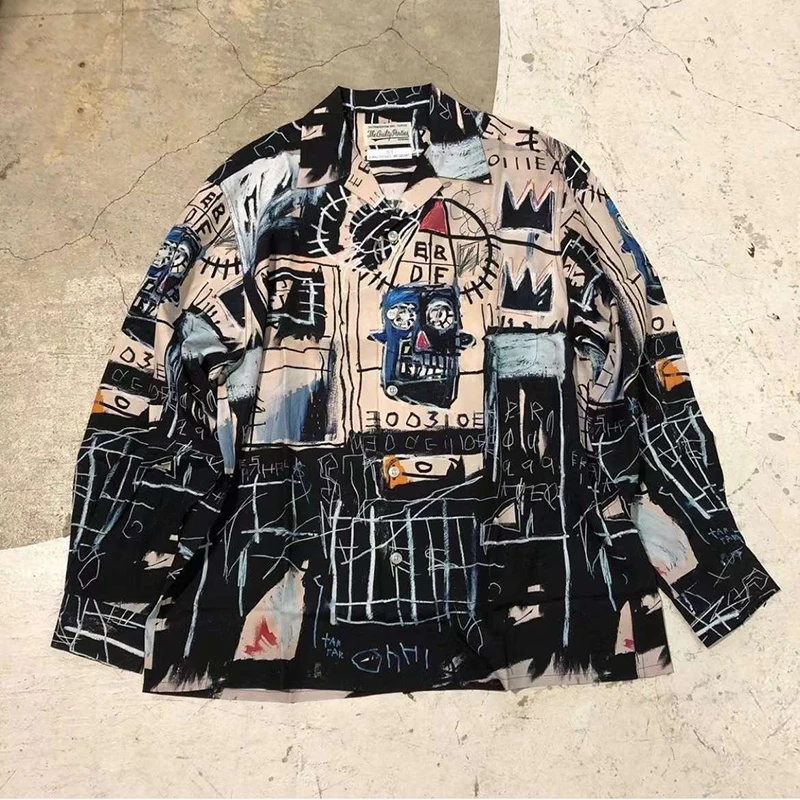 WACKO MARIA Hawaiian Shirt Oversized Graffiti Print Men Women 1:1 Wacko Maria Shirts