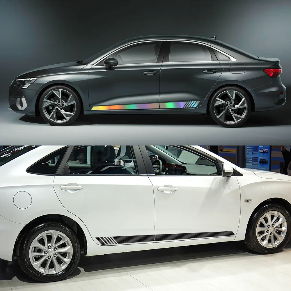 2 Упаковки Виниловых Автомобильных Боковых Наклеек В Полоску Для Audi A3 8p 8v 8l 8y S3 Rs3
