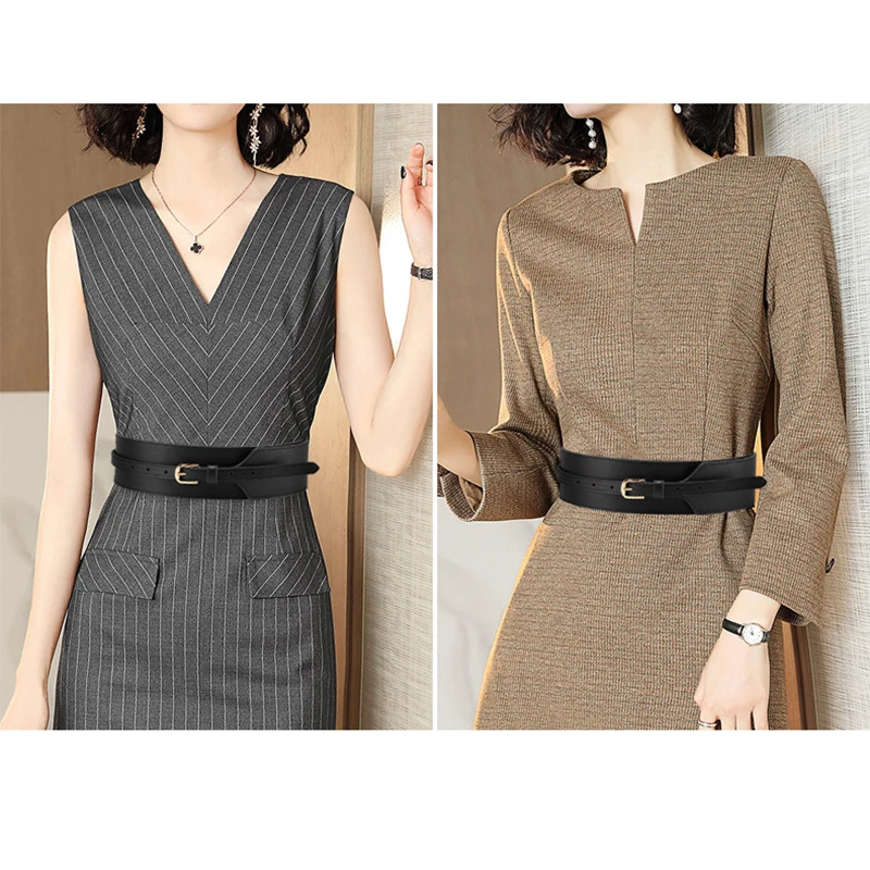 

New Down Jacket Belt Women's 6cm Wide Belt Women's Two-layer Cowhide Simple Decorative Dress Fashion Girdle