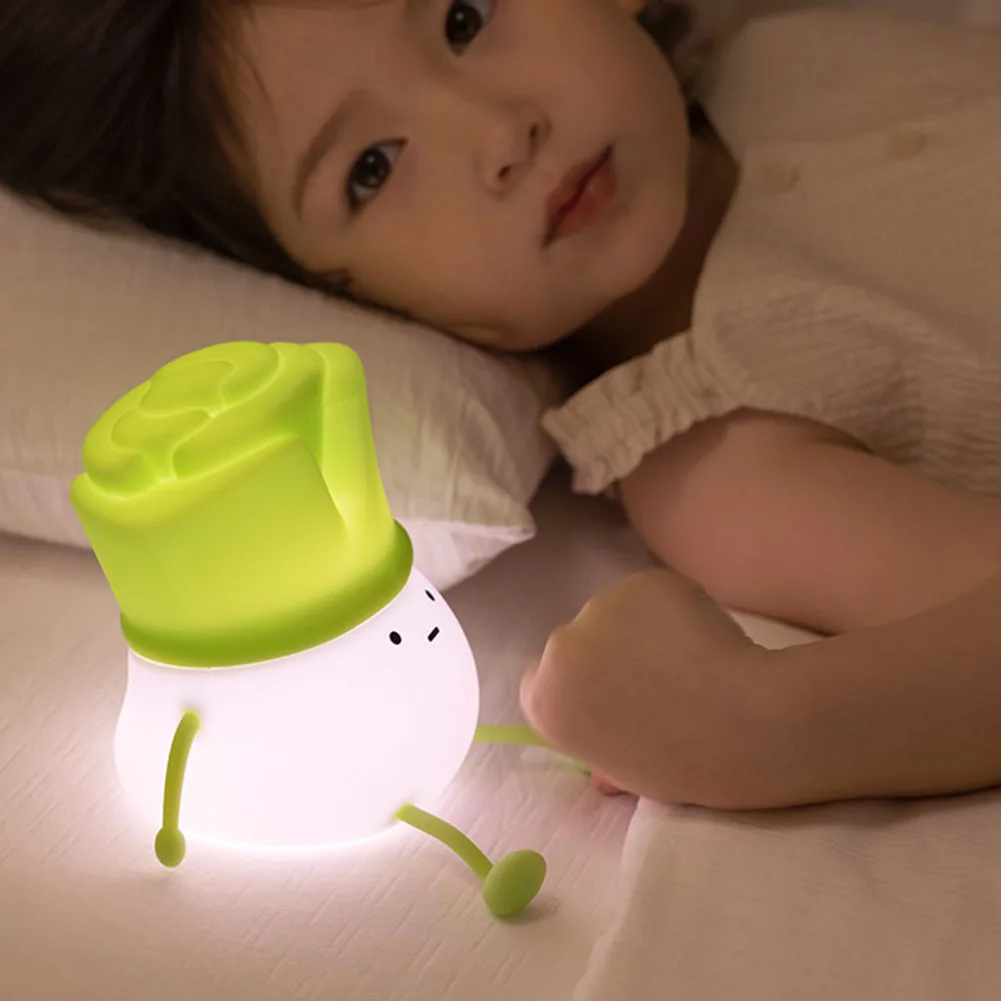 

Cute Leek Sleeping Night Lights Touch Control Companion Sleeping Light Rechargeable Decorative Gift for Christmas Birthday