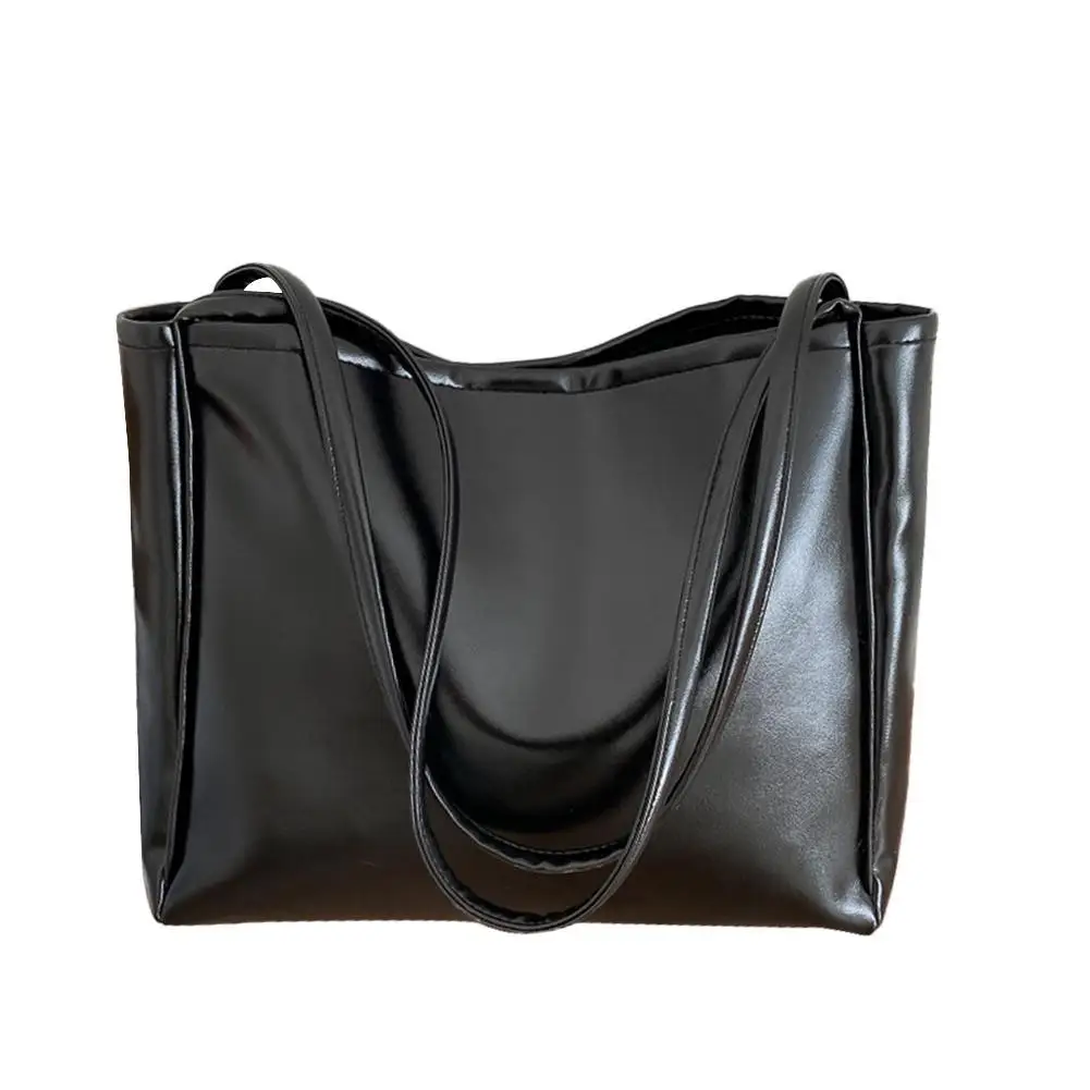 Женская большая сумка из мягкой кожи Классическая однотонная простая