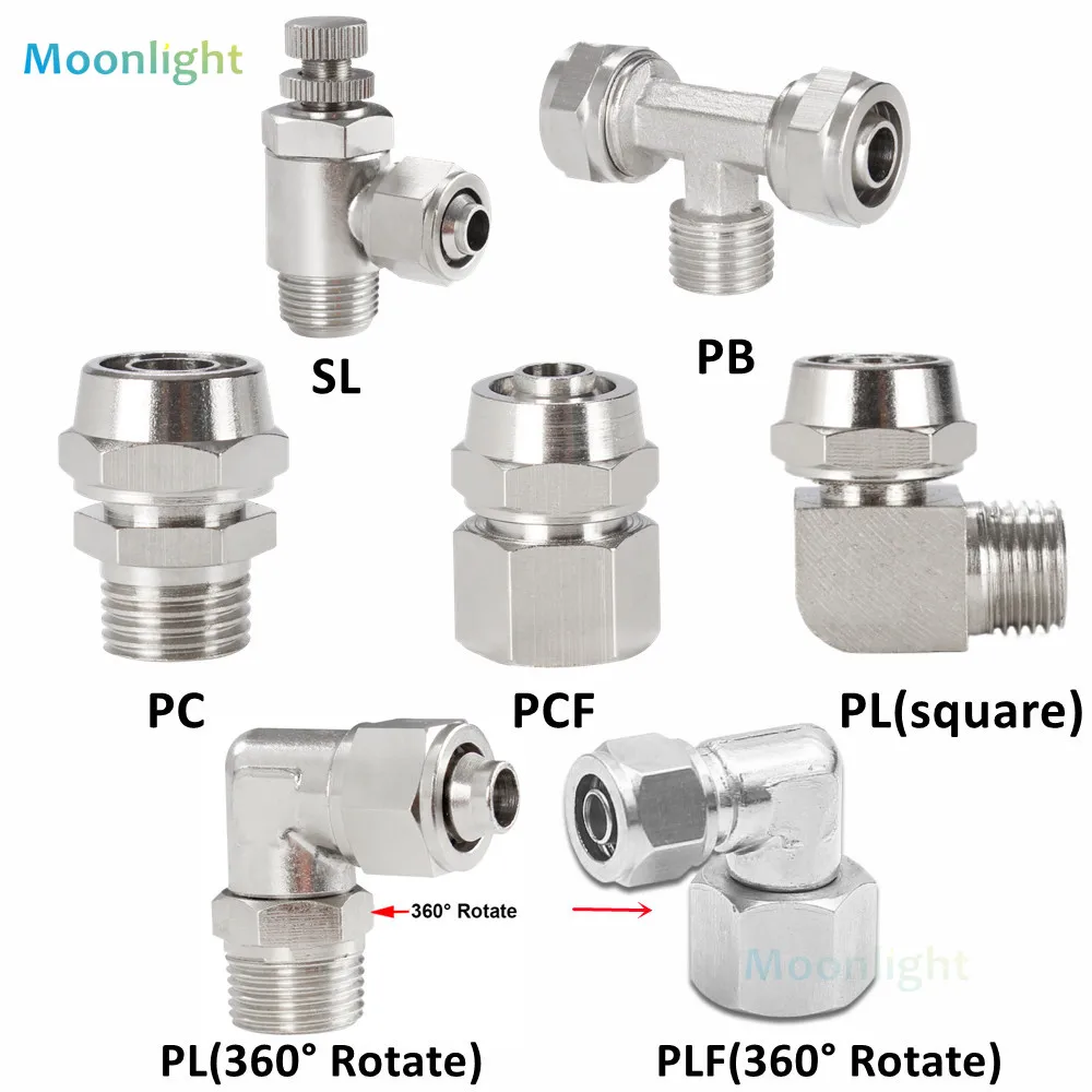 Никелированная медь внутренняя резьба наружная 1/8 дюйма 1/4 3/8 1/2 (PT) trachea быстрый