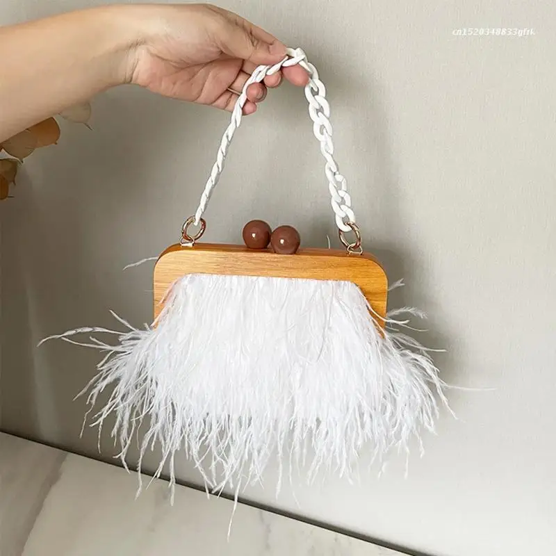 

Luxury Feather Party Evening Clutch Bag Women Wedding Bridal Prom Purses and Handbags Small Crossbody Shoulder Drop Shipping