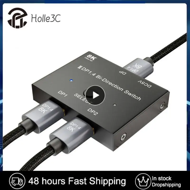 

2 In 1 Out Dp 1.4 Switcher Adapter 8k Switch Tv Projector Multiple Source Displayport Switcher 8k@60hz 4k@120hz Displayport