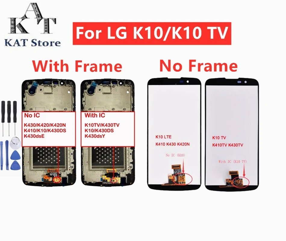 Сменный ЖК-экран KAT для LG K10 LTE TV 2016 K410 K420 K420N K430, ЖК-дисплей, сенсорный экран с рамкой, гарантия качества