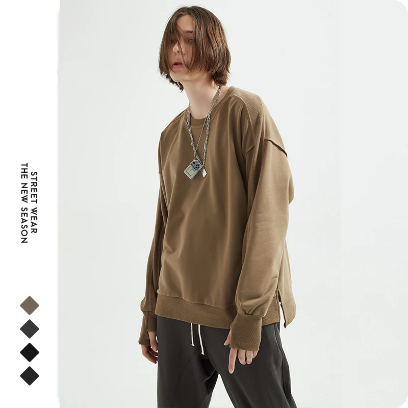 Спортивный хлопковый пуловер в стиле ретро с эффектом потертости мужские