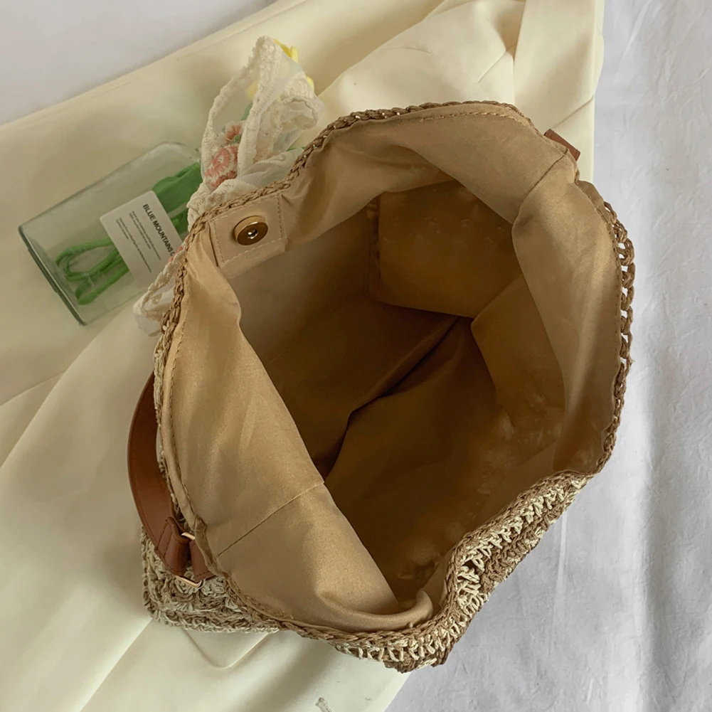 Женская соломенная сумка-тоут повседневная сумка большая вместительная летняя