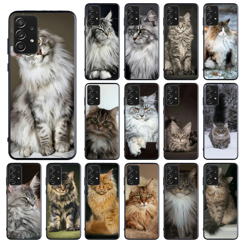 

Phone Case for Samsung Galaxy A73 A53 A13 A22 A12 A32 A71 A21S A33 A52 A72 A02 A03 A51 A31 M31 Maine Coon Cat