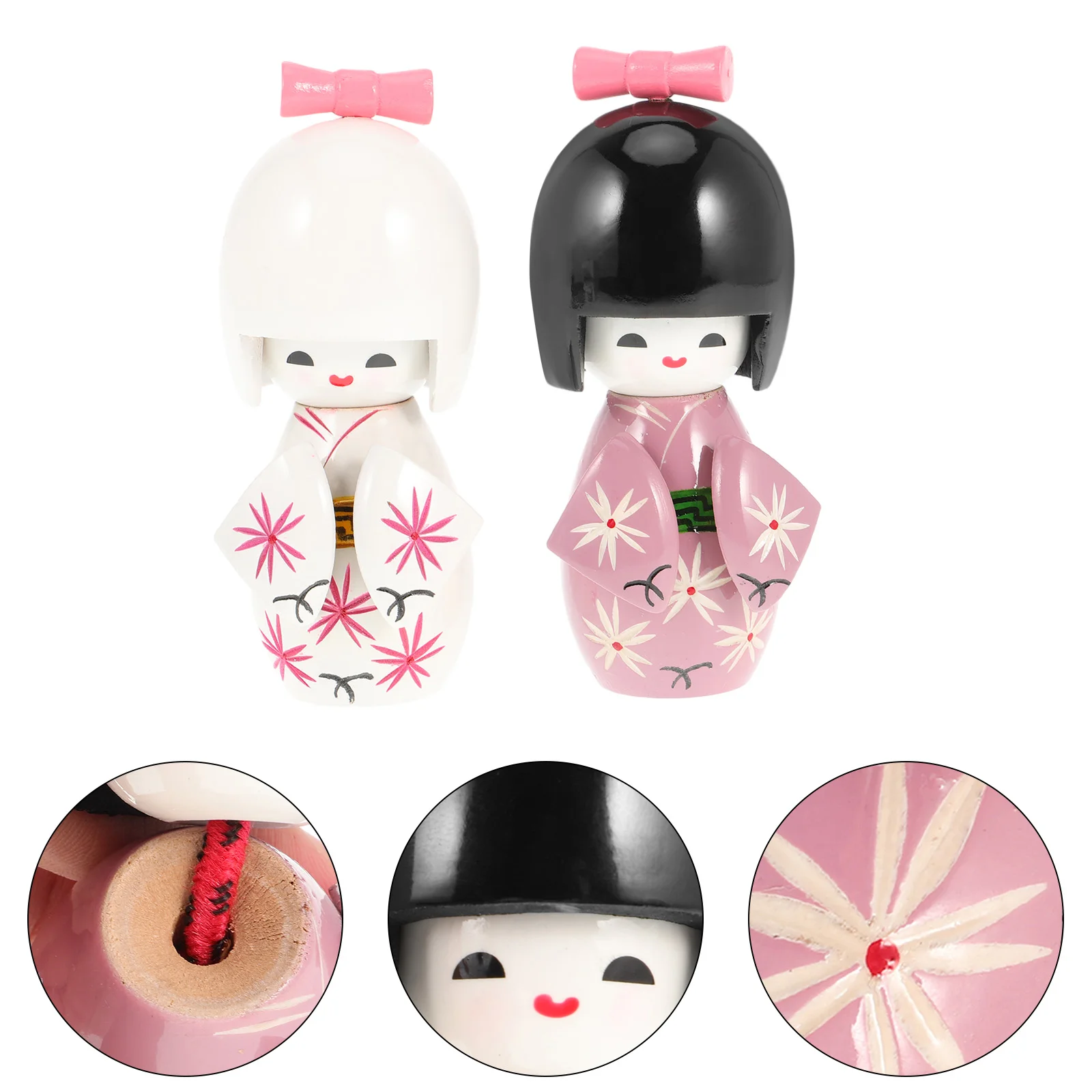 

2 Pcs Decorate Kimono Wooden Shapes Crafting Geisha Sculpture Desktop Ornament