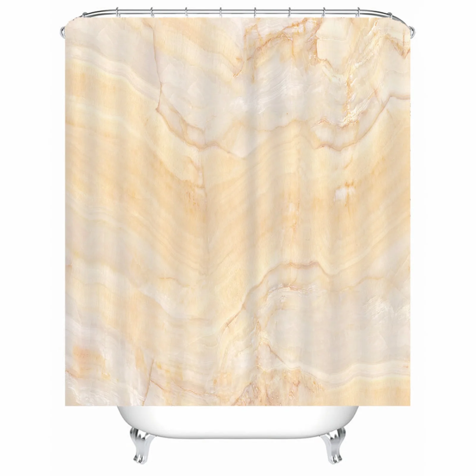 

Shower Curtain Decorative Polyester Abstract Design Beige Mold & Mildew Resistant Waterproofwith Rustproof Grommets Hooks