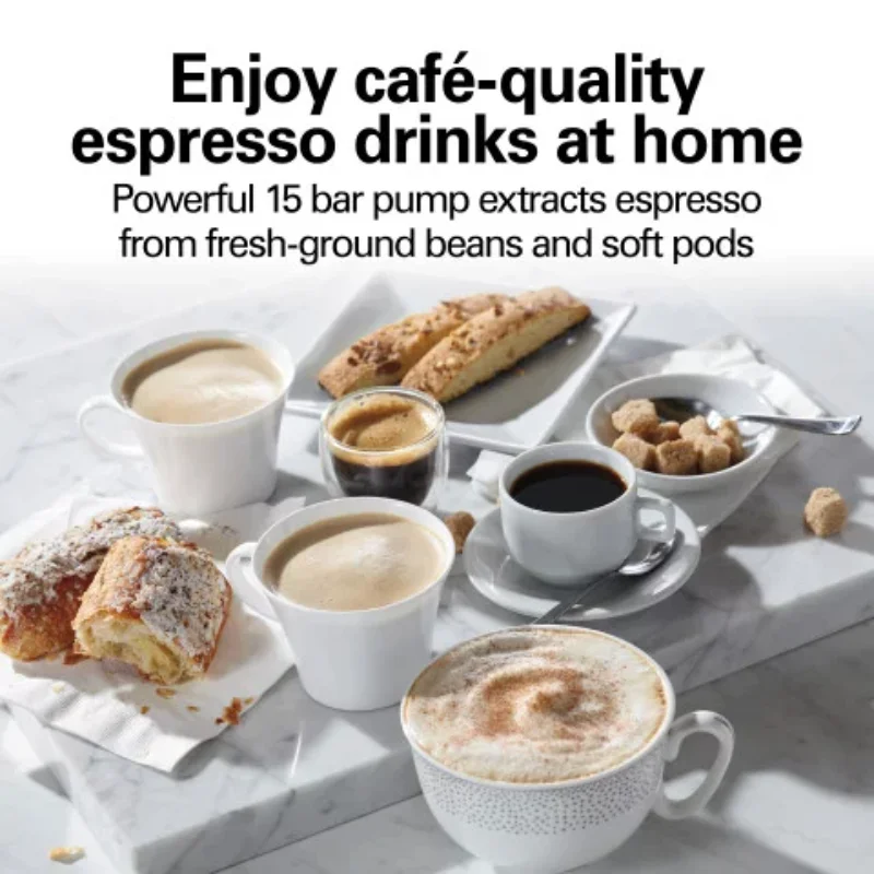 

2-Cup Black Espresso Maker with 15-Bar Pump