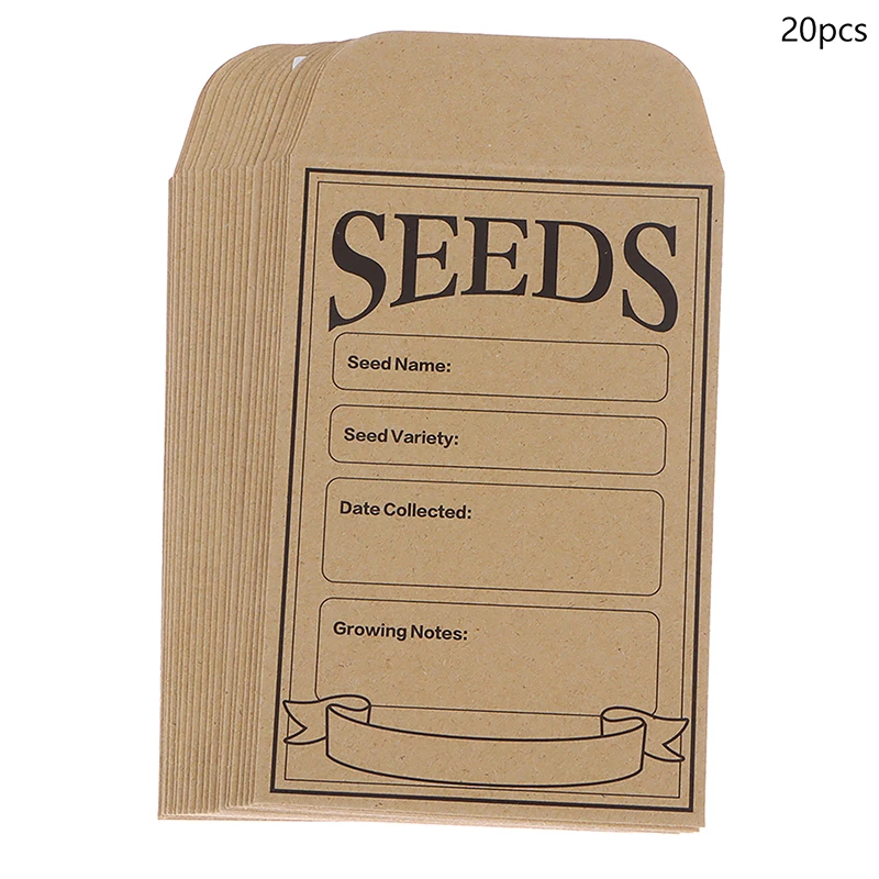 

20 Упаковок Крафт-бумажных Пакетов Для Рассады, Самоклеящиеся Пакеты Для Хранения Семян Овощей