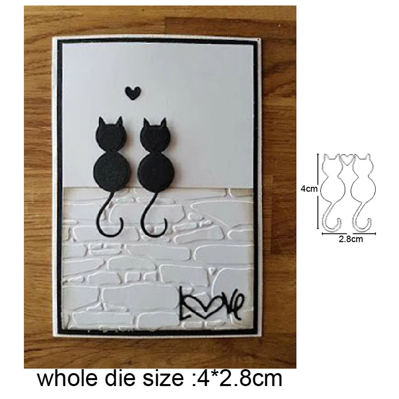 

Two Cats Love Heart Metal Cutting Dies Paper Card Making Template for DIY Scrapbooking Decor Craft Mold Stamp and Dies 2022 New