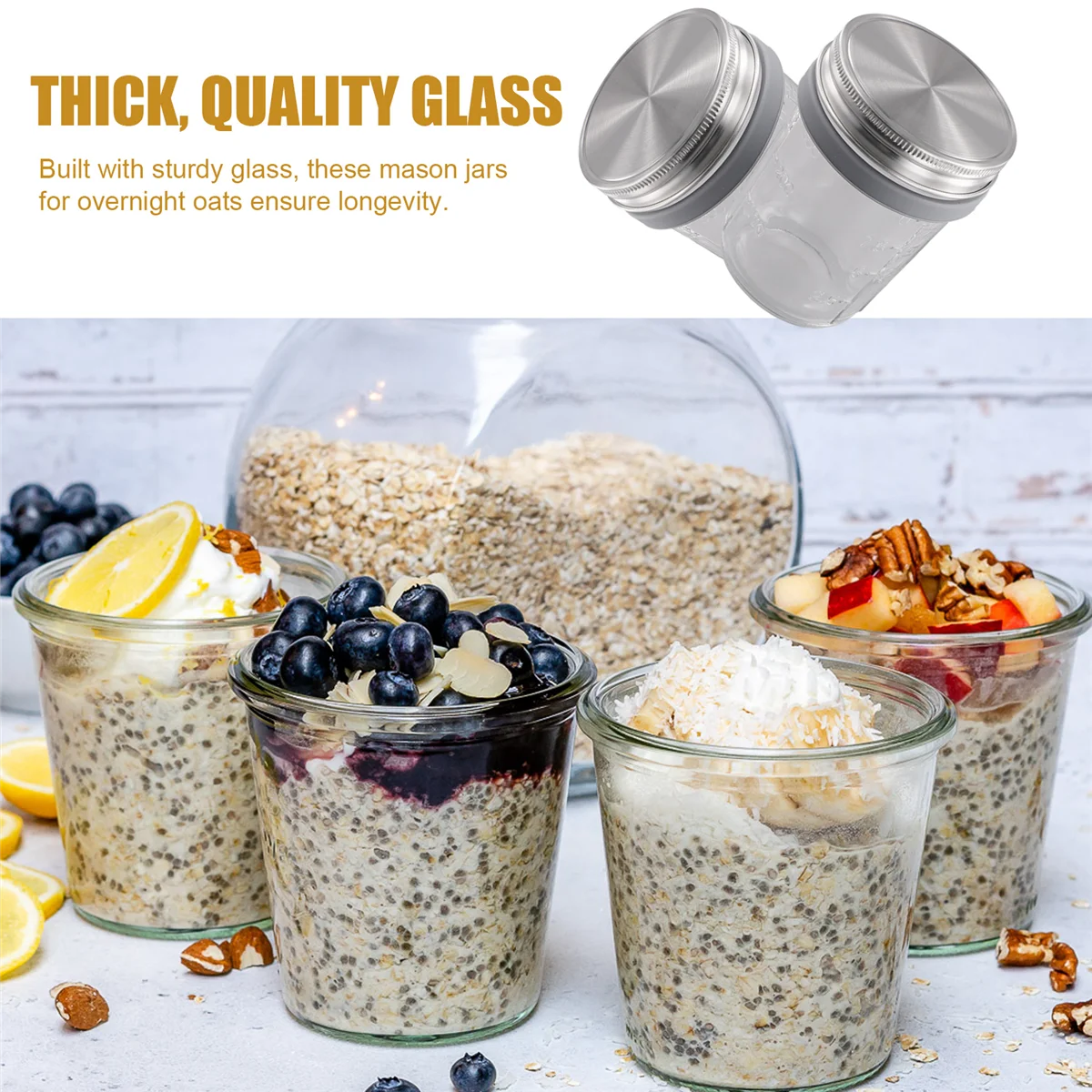 Банки для завтрака с ложками и герметичными крышками из нержавеющей стали 350 мл