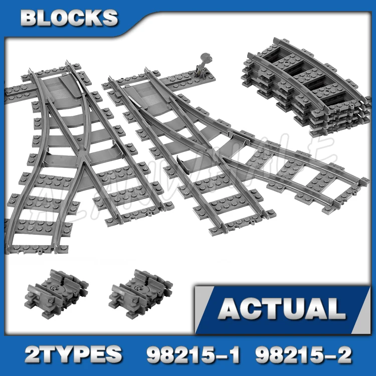 

2types City Passenger Cargo Train Tracks Switch Straight Curved Flexible Railroad Building Blocks Toys Compatible With Model