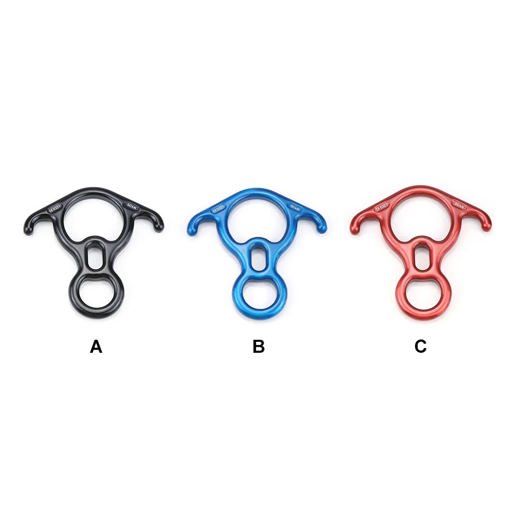 

Outdoor Climbing Descender Downhill 8-13mm Rope Rappelling Ring with Ear Descent Safety Caving Protector Black