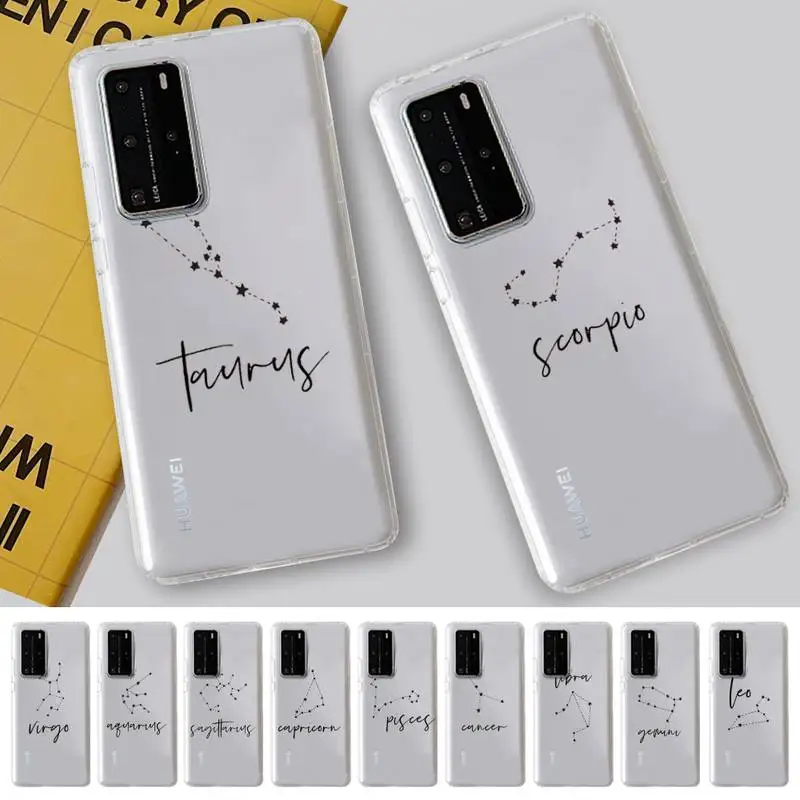 

Twelve constellations Phone Case For Huawei P 20 30 40 pro lite Psmart2019 Honor 8 10 20 Y5 6 2019 Nova3E