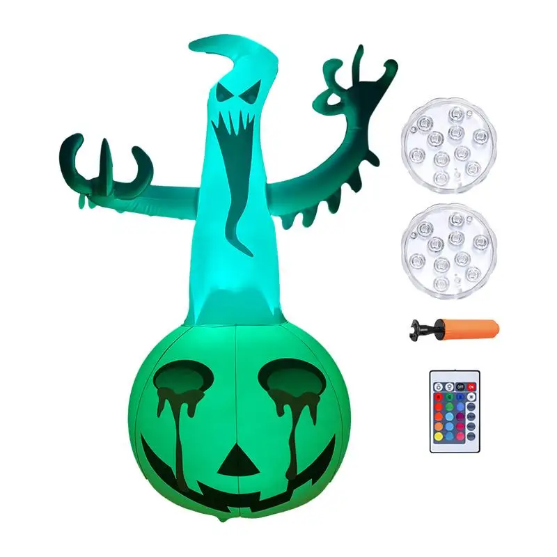 

Надувной Призрак с тыквой на Хэллоуин, надувная Тыква со встроенными светодиодными лампочками, надувной декор для газона, внутреннего дворика