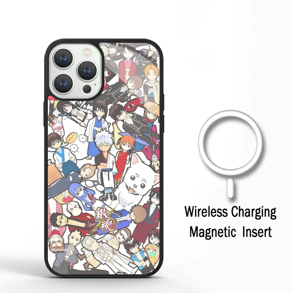 Чехол для телефона GINTAMA Amine IPhone 11 12 13 14 15 Plus Pro Max зеркальный акриловый чехол Magsafe