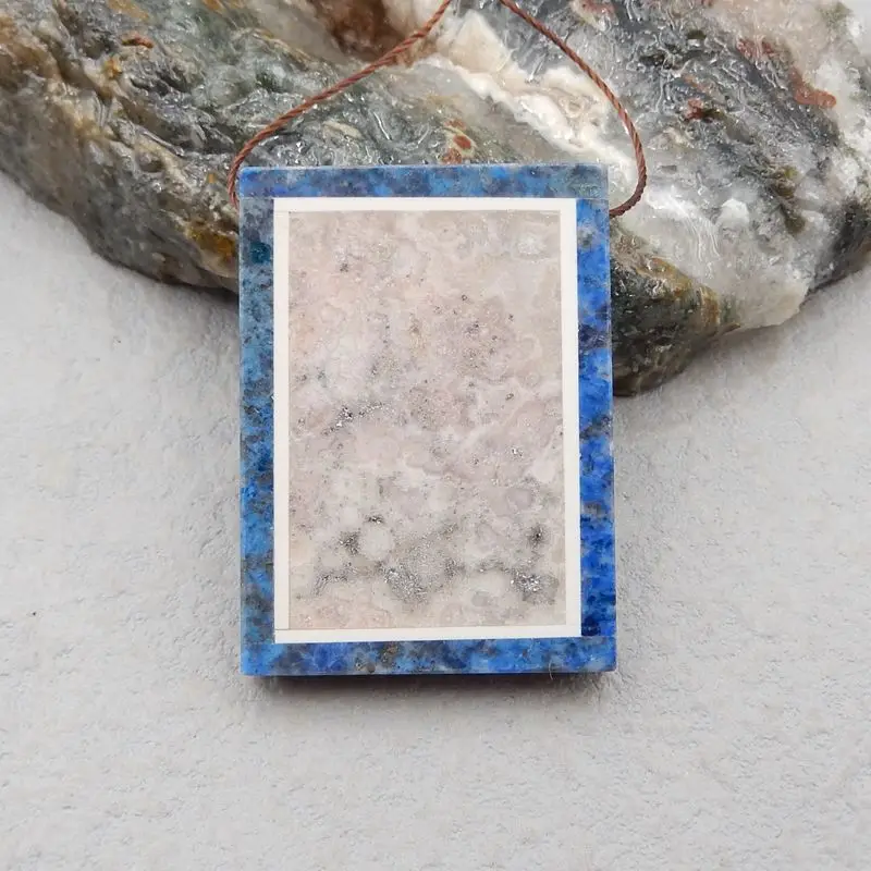 

Semiprecious Natural Stone Pendant Bead 38x28x6mm 15g Fashion Jewelry DIY Making Necklaces Accessories