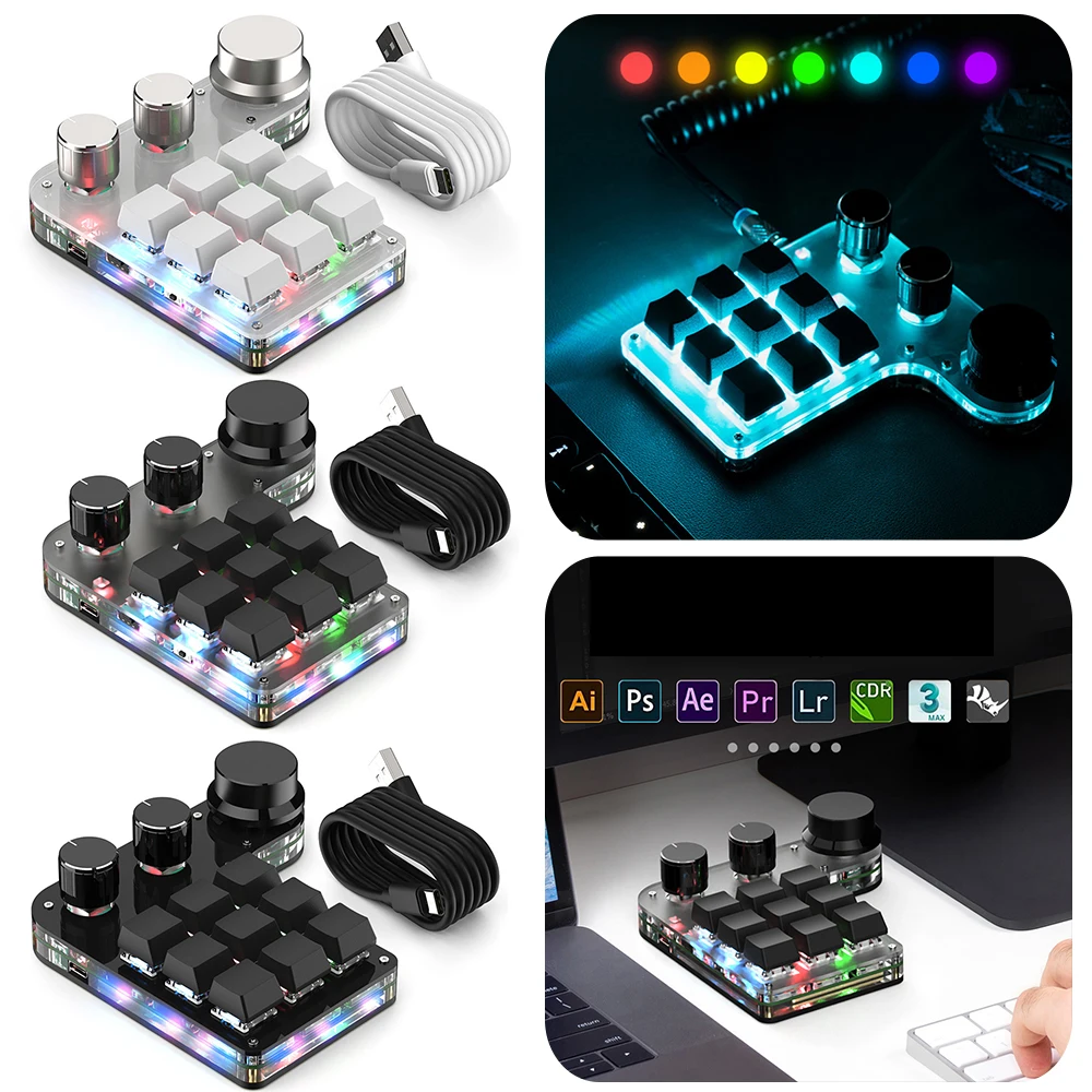 

Клавиатура Механическая с 9 кнопками и 3 ручками, совместимая с Bluetooth