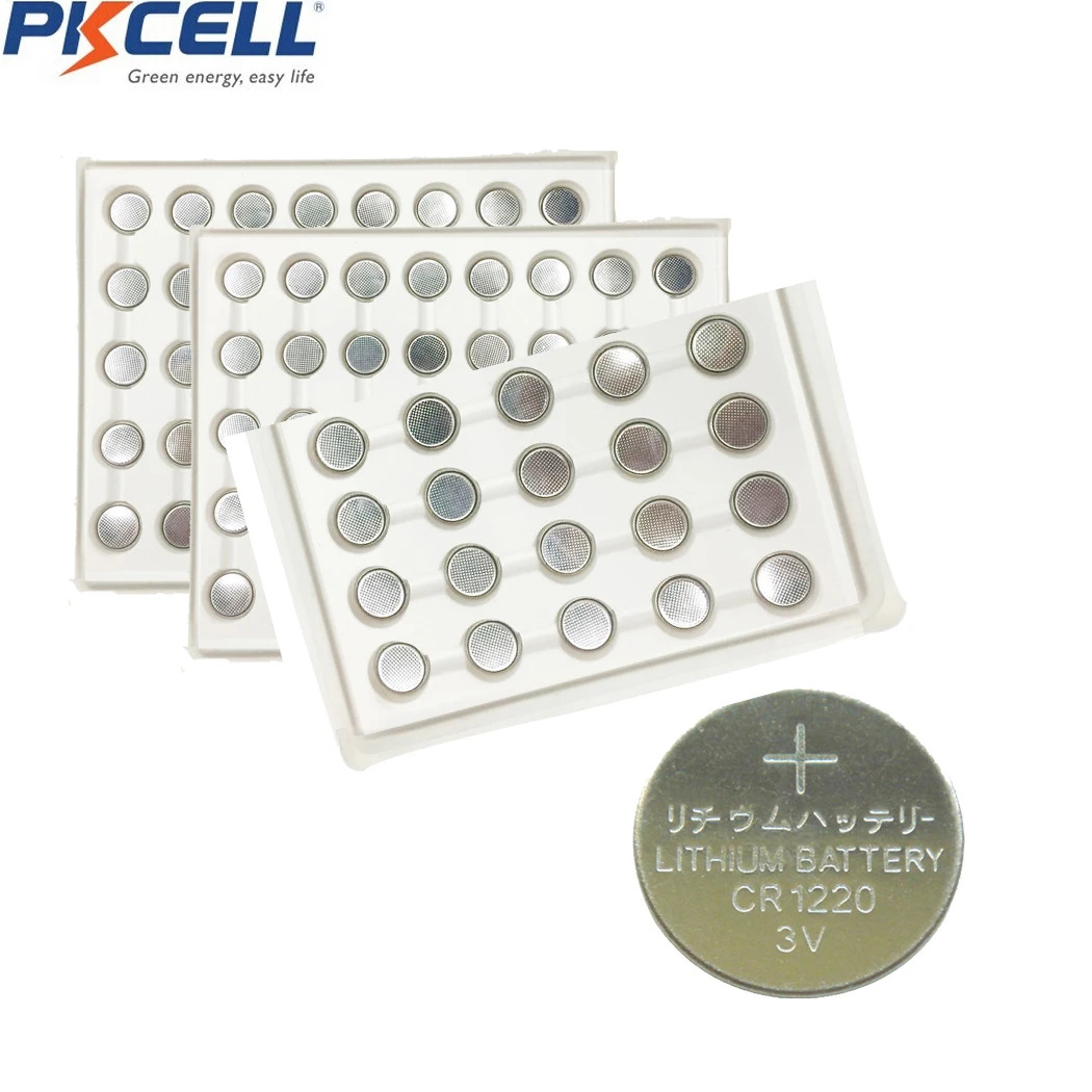 

1000Pcs/lot PKCELL CR1220 3V Button Battery Cell Coin for Watch Car Remote Key BR1220 KCR1220 DL1220 ECR1220 LM1220