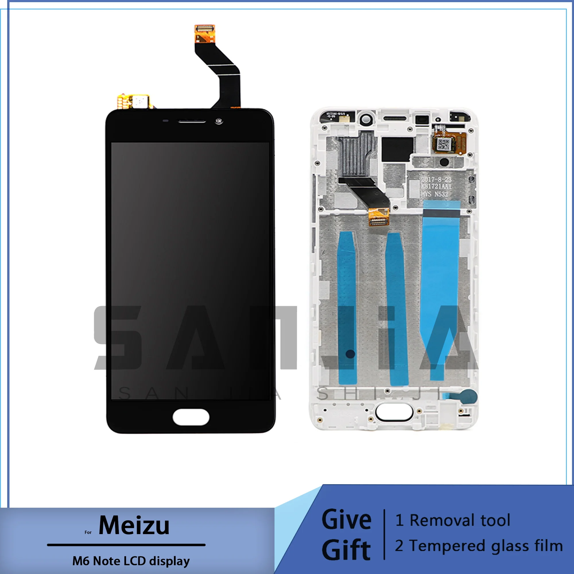 

Para meizu m6 nota digitador da tela de toque + display lcd para meizu nota 6 5.5 "celular preto branco