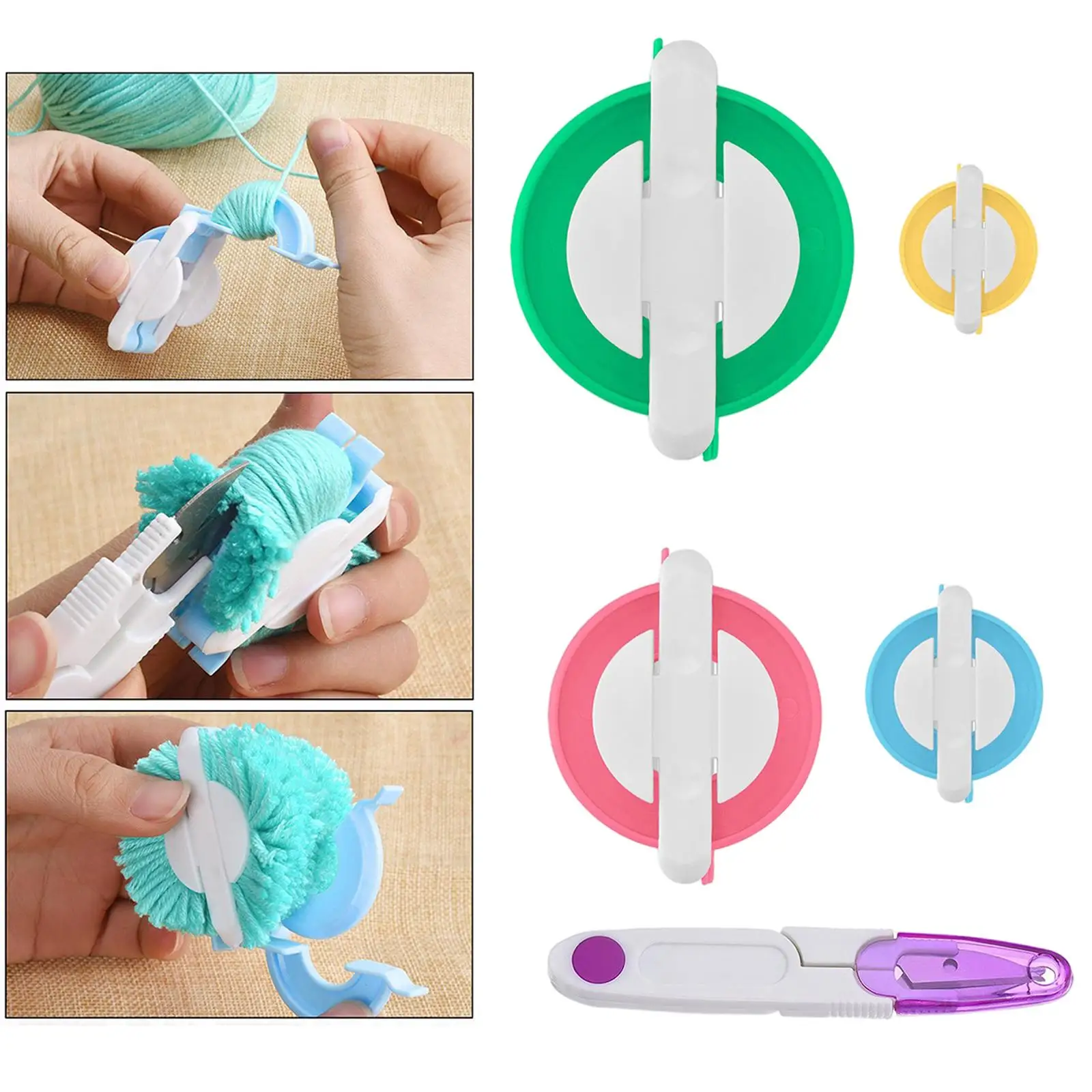 Приспособление для изготовления помпонов 4 размера приспособление пушистые