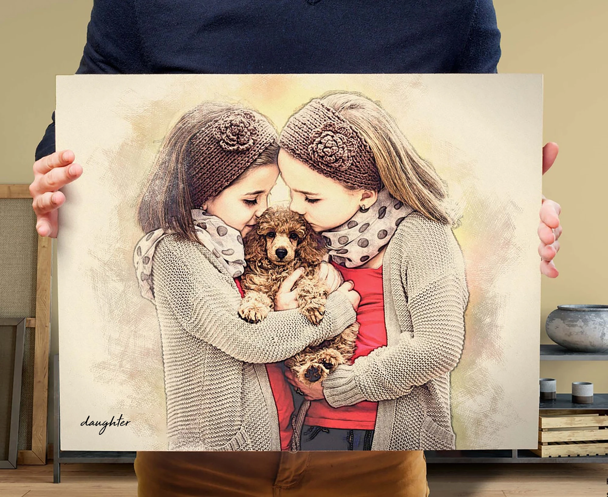 Custom Color Pencil Sketches Portrait Family Portrait Peronalized Painting Custom Portrait From Photo Birthday Gift Father's Day